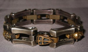 Steel Flame Guillotine bracelet with Crusader clasp